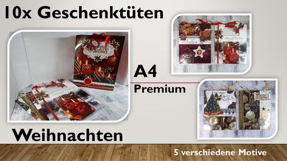 Geschenktüten A4; Weihnachten Premium (10 Stück)